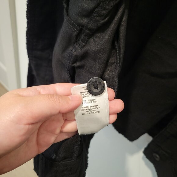NWT! - Black Two Palms Linen Raw-Edge Jacket - Tommy Bahama - Size: Medium - Picture 6 of 7